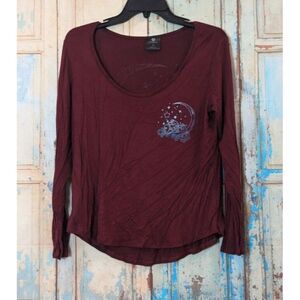 Stunner California Womens Size Medium Maroon Long Sleeve Scoop Neck T-Shirt